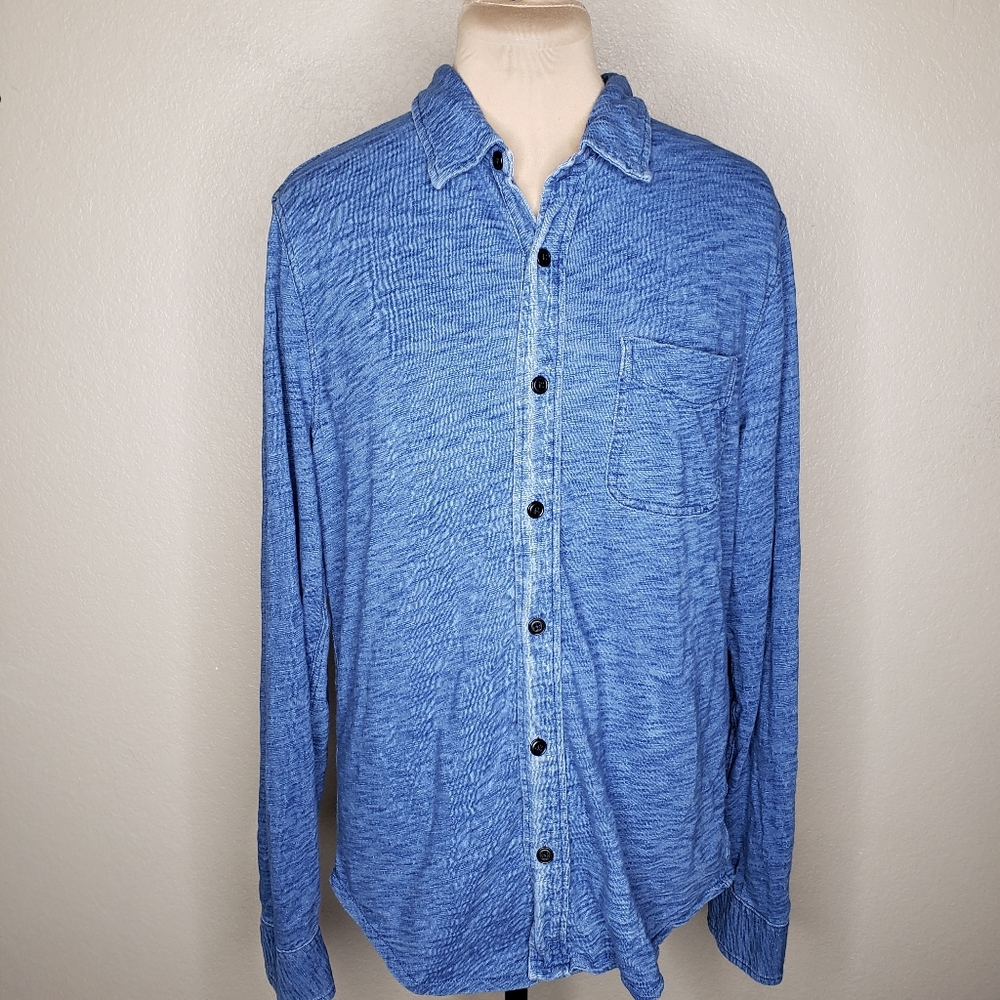 J. Crew Indigo Dyed Cotton Harbor Button Down Shirt Medium Blue
